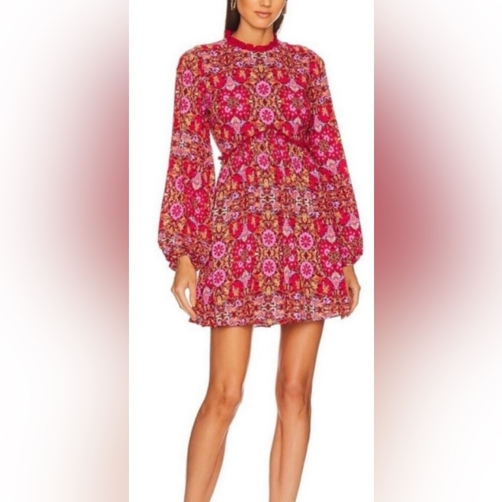 Amur Codi Mini Dress Rosewood Kaleidoscope Paisley Size 0 Red Pink
